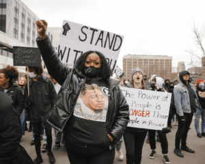 MICHIGAN, USA: Activists gathered and marched during a protest against the killing of Patrick Lyoya, who was shot and killed by a Grand Rapids police officer during a traffic stop.