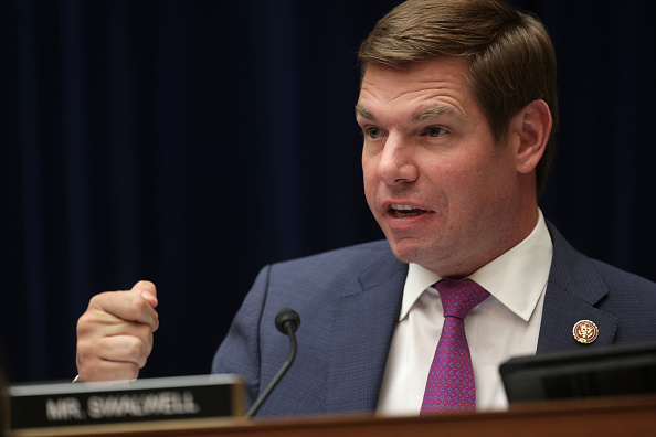 U.S. Rep. Eric Swalwell (D-CA) speaks as Acting Director of National Intelligence Joseph Maguire testifies before the House Select Committee on Intelligence in the Rayburn House Office Building on Capitol Hill