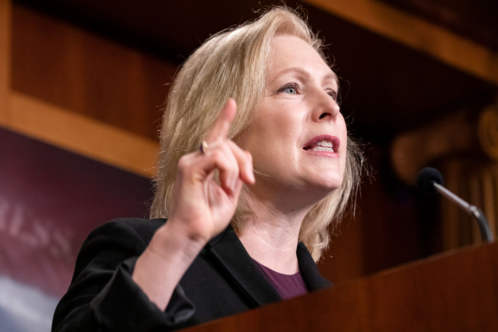 Democratic Presidential Candidate Senator Kirsten Gillibrand (D-NY) speaks during a press conference on the Senate impeachment trial of President Donald Trump