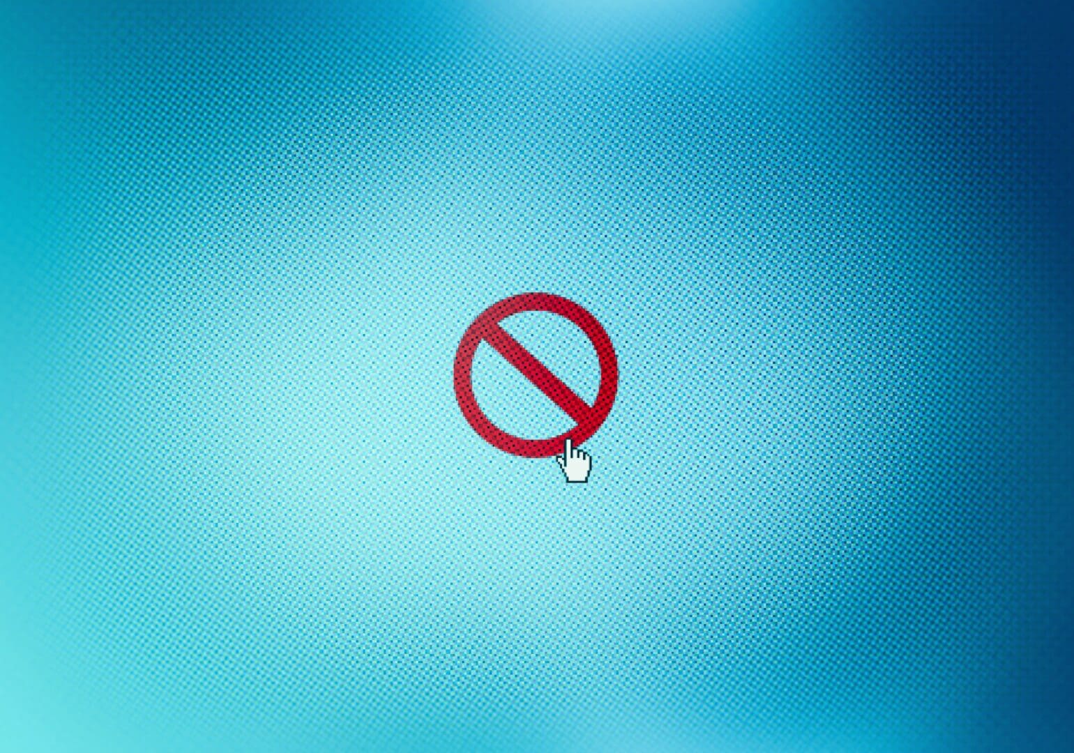 Close up of restricted access icon on computer screen