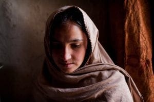 Bibi’s oldest child, 15-year-old Marja, no longer goes to school as her mother fears she will be kidnapped for marriage. Bibi says the girl has received many offers of money and marriage proposals in recent months. / UNHCR / J. Tanner / March 2011