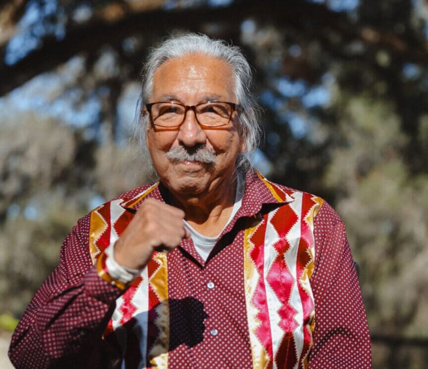 Leonard Peltier after release from prison, February 18, 2025