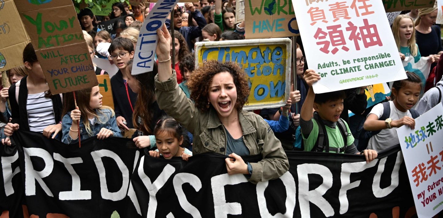 group of children in a climate protest