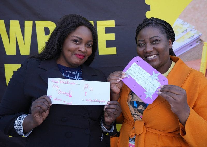 Cecillia Chimbiri and Joanah Mamombe received letters sent to them as a part of the Write for Rights campaign.