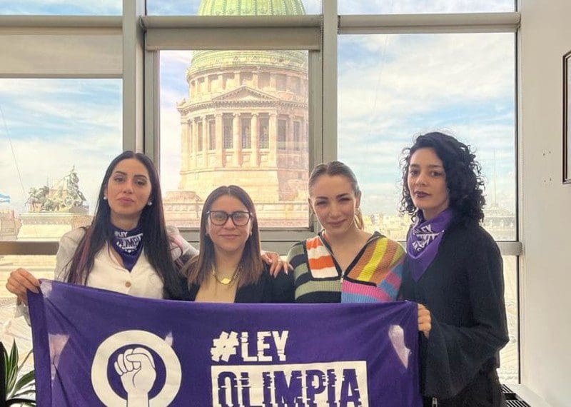 The Congress of Argentina approved the Olimpia Law, which seeks to prevent gender-based violence online and hold perpetrators accountable. The new law is named after Olimpia Coral Melo, second left, an activist who has been campaigning for violence-free digital spaces for girls and women.