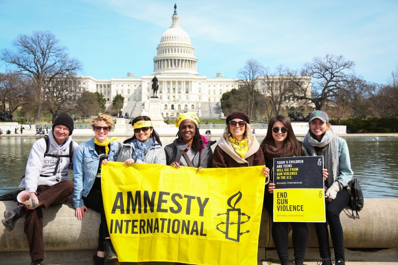 Amnesty International USA staff and members in front of Washington Capitol