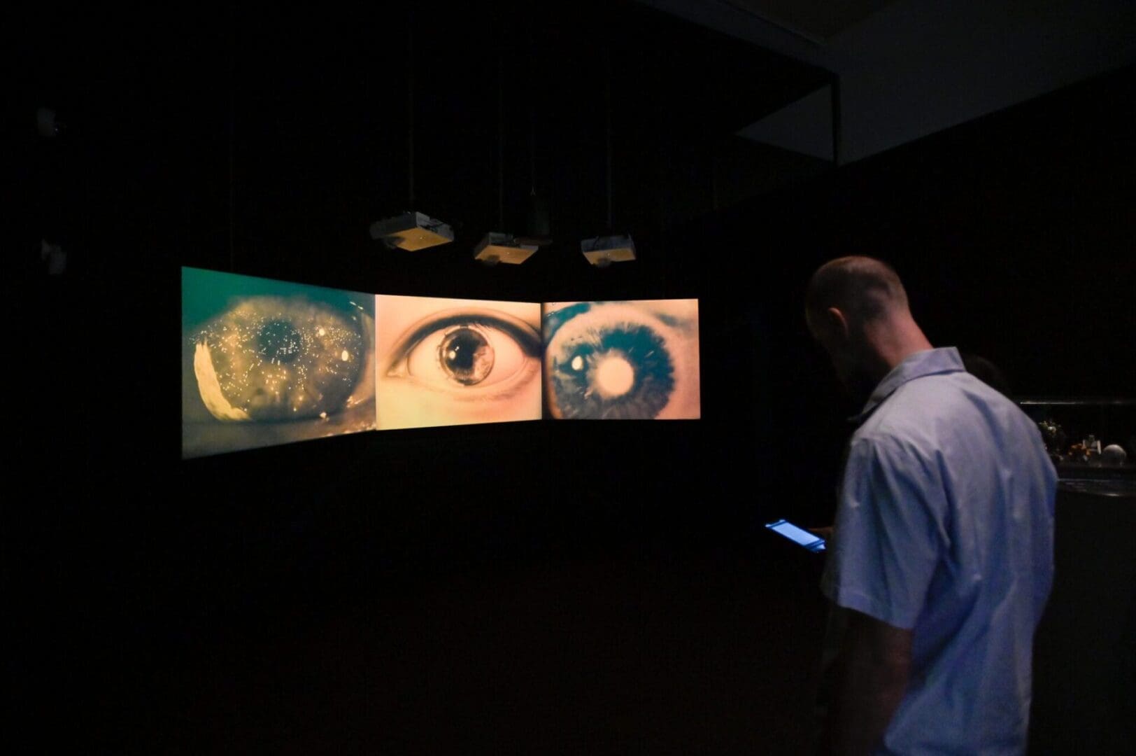 A CORUÑA GALICIA, SPAIN - SEPTEMBER 05: A person observes one of the works at the opening of the international exhibition 'Al: More than human', at the headquarters of Afundacion Obra Social de ABANCA, on September 5, 2022, in A Coruña, Galicia, Spain. (Photo By M. Dylan/Europa Press via Getty Images)