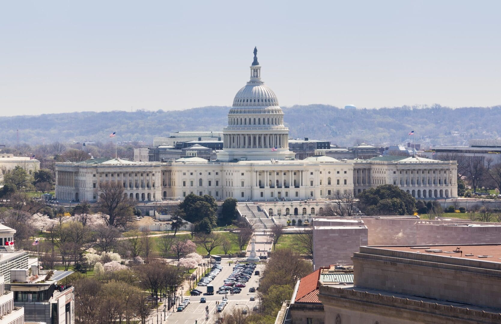 View of the Capitol dome and building in Washington DC taken from the tower of the Old Post Office