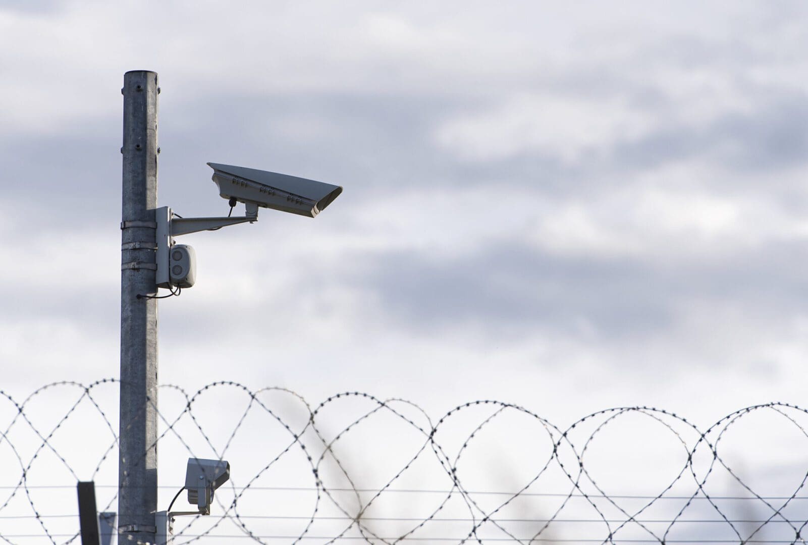Surveillance Camera and barbed wire, border, prison