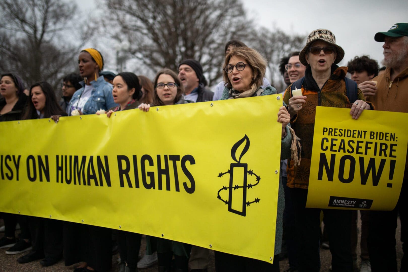 Some AI Leaders joined AIUSA staff and members in front of the White House demanding a ceasefire and an end to U.S. hypocrisy on human rights.