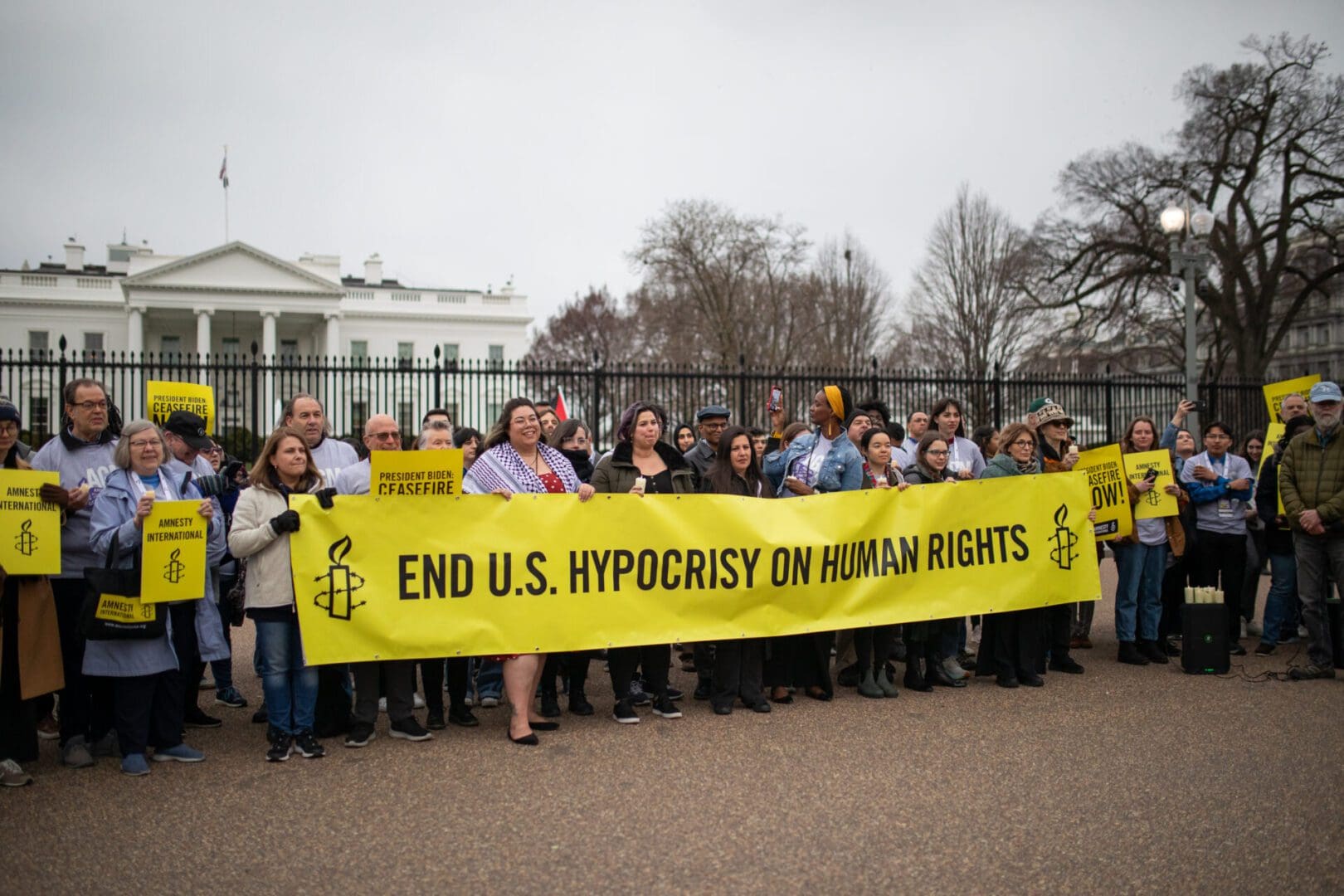Amnesty International USA protesters at the White House