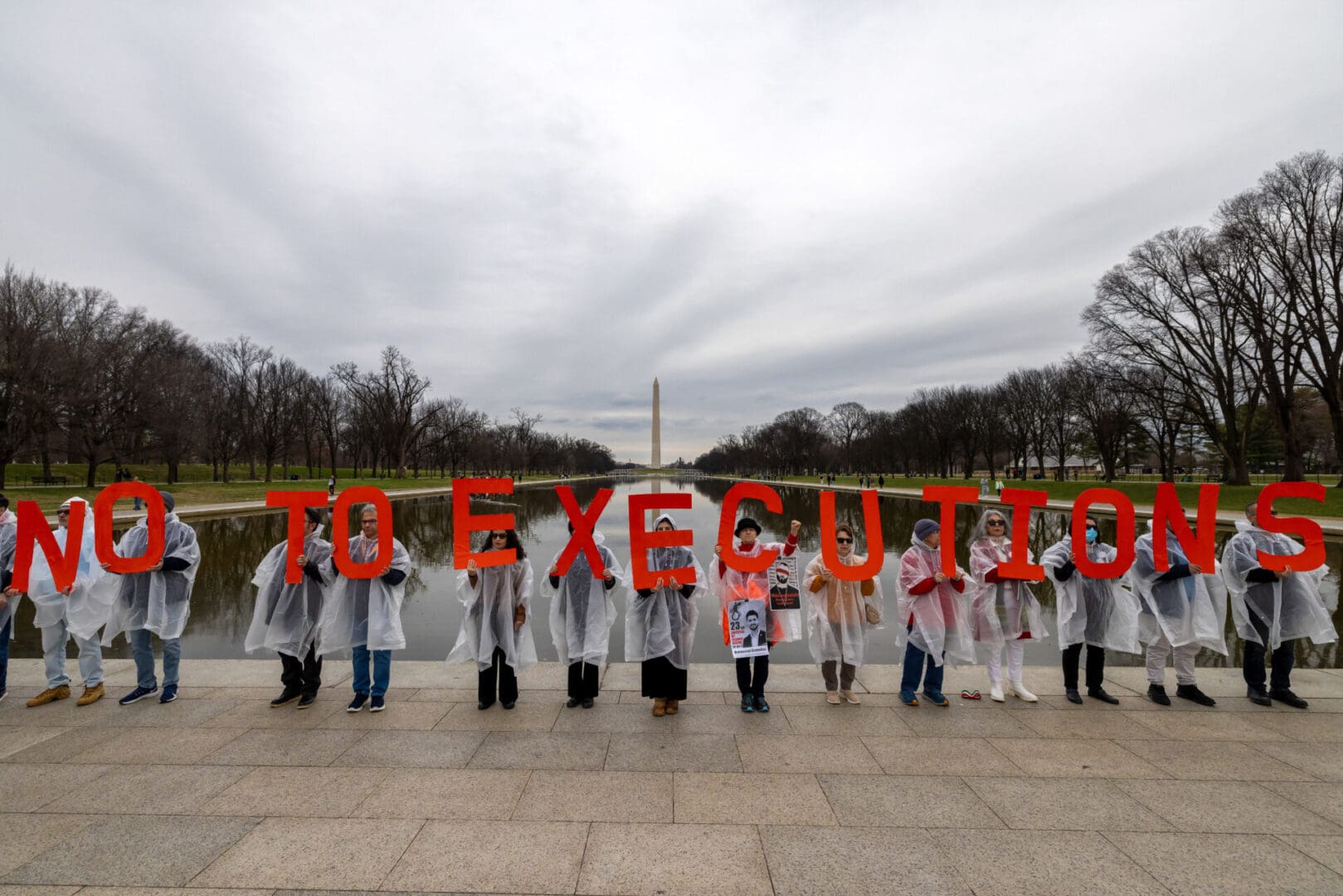 01/27/2024 Washington DC, United States. Iranian members of the diaspora and activists gather at the Lincoln Memorial in the National Mall, Washington D.C., during the 'United Against Executions in Iran' protest on January 27, 2024. They condemn the increase in death sentences by the rulers of the Islamic Republic of Iran. According to Human Rights Activists in Iran (HRANA), a non-political and non-governmental organization dedicated to defending human rights, at least 746 people were executed in Iran in 2023. (Photo by Ali Khaligh / Middle East Images / Middle East Images via AFP) (Photo by ALI KHALIGH/Middle East Images/AFP via Getty Images)