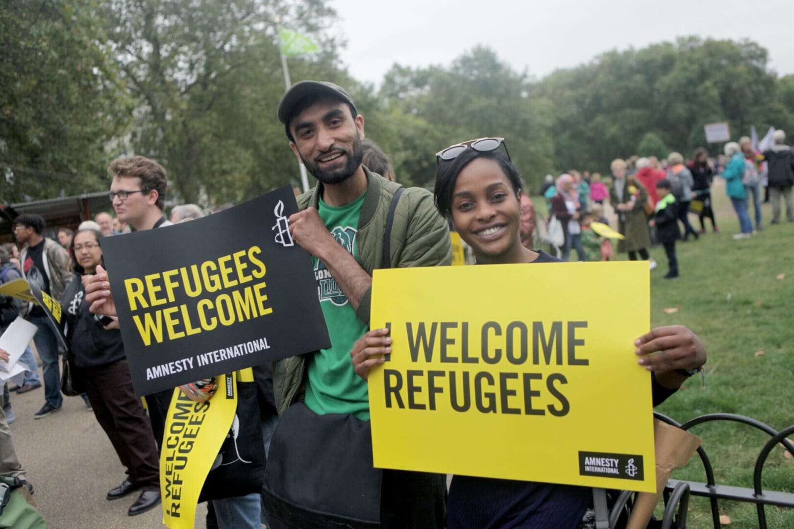 Refugees Welcome march organised by Amnesty International UK in partnership with Solidarity with Refugees and more than 40 other UK organisations. 30,000 people attended the march calling on the UK government to do more in response to the global refugee crisis ahead of the UNGA summit on refugees and migrants on 19th September 2016.
