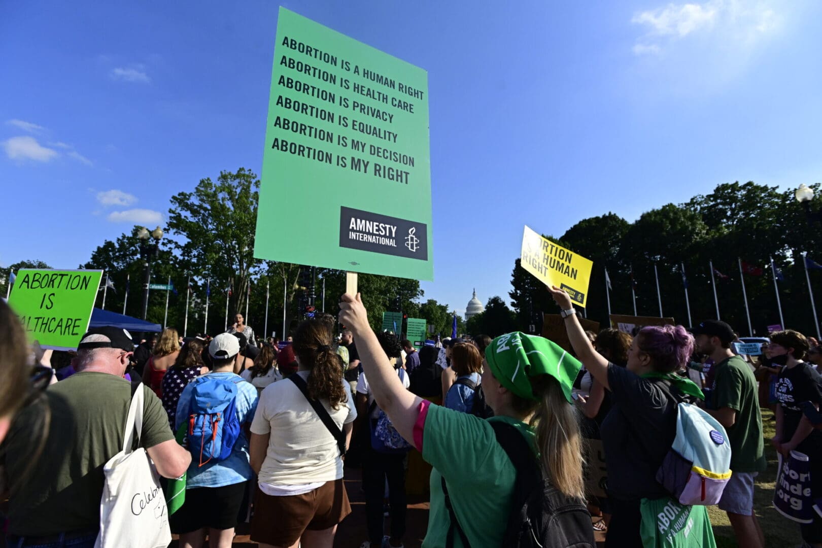 Abortion rights protestors at the Supreme Court