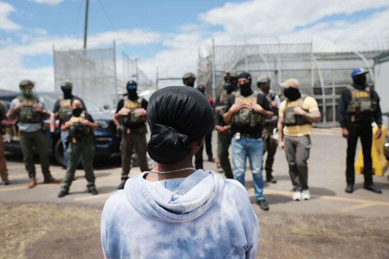 Immigration Advocates Demonstrate And Clash With Officers Outside Delaney Hall Detention Facility In Newark