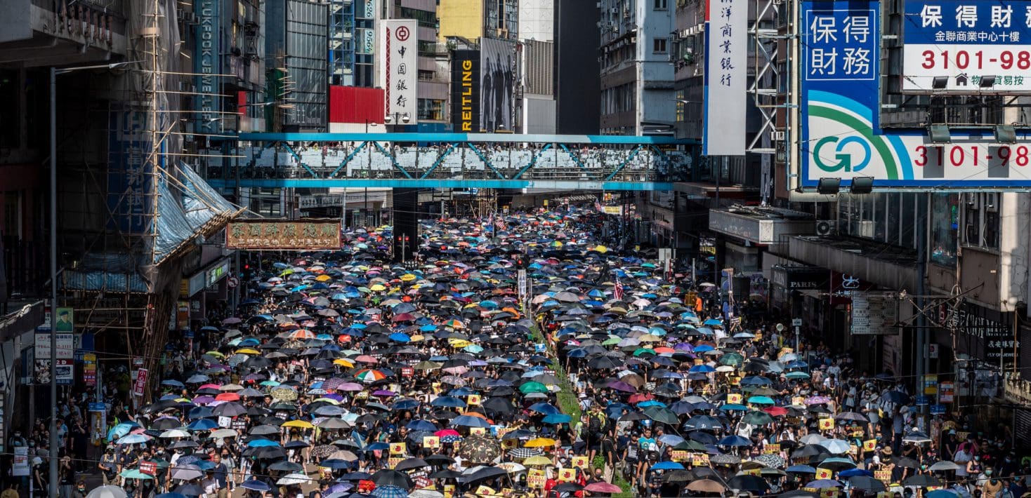 Crowded town in Hong Kong