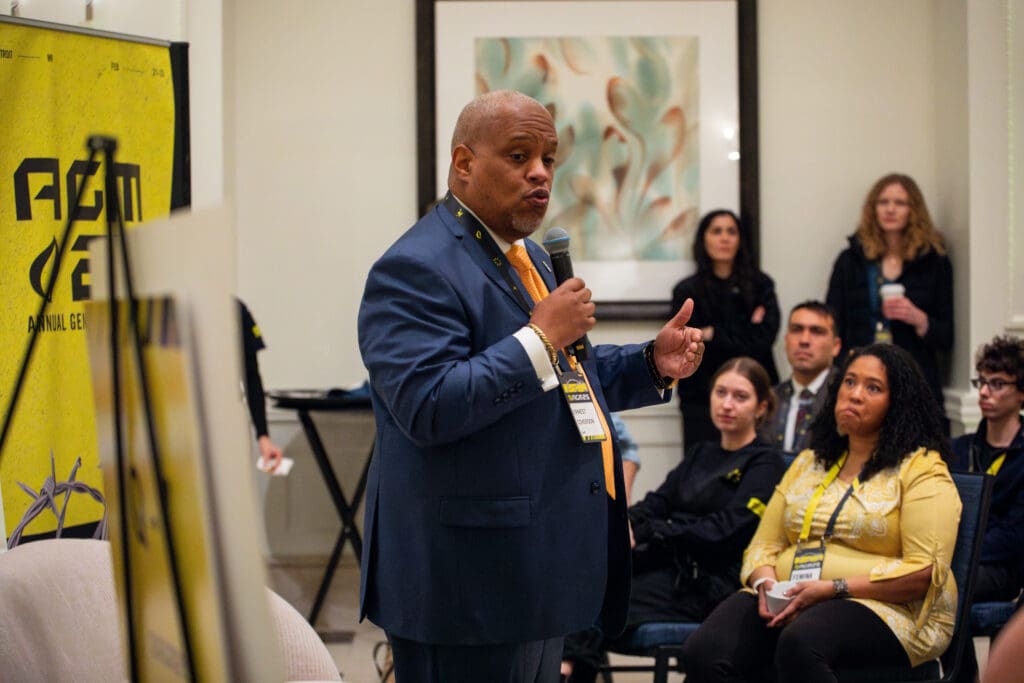 Ernest Coverson, AIUSA Program Director for Ending Gun Violence, led an engaging conversation around the crisis of gun violence in the U.S.