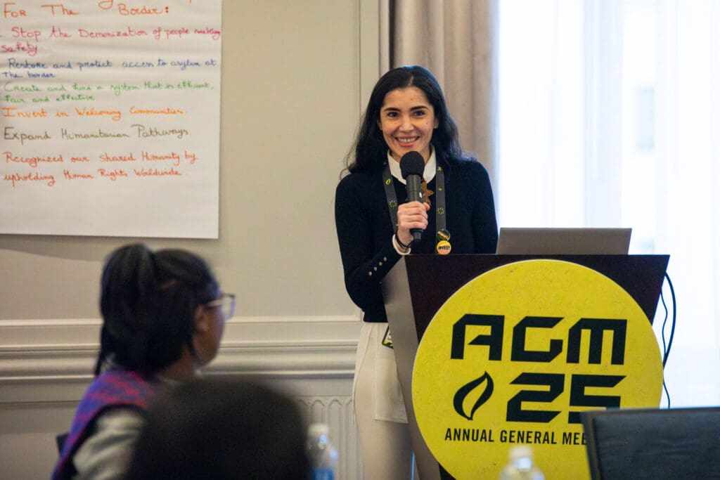 Tala Harb, AIUSA’s Senior Campaigner, provided attendees with the tools and knowledge needed to advocate for bodily autonomy and counter restrictive policies at the local level through effective activism tactics.