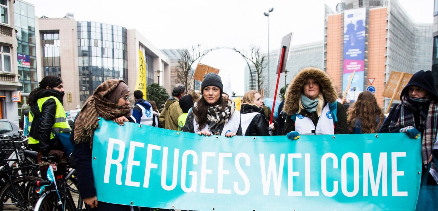 protestors hold a 