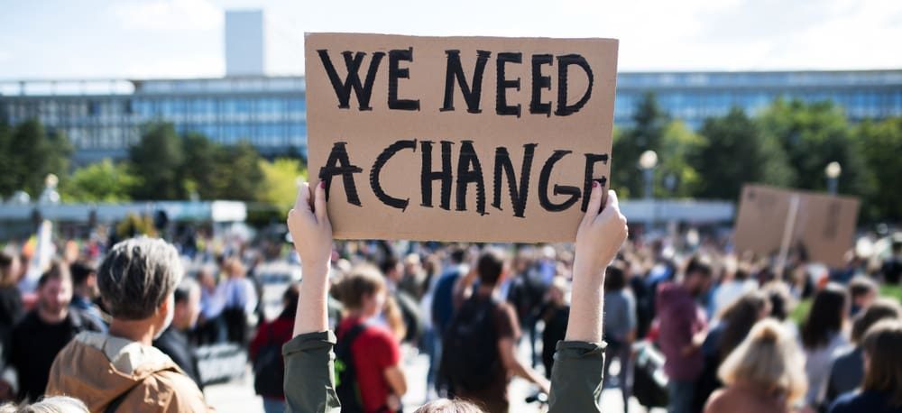 protestor holds 