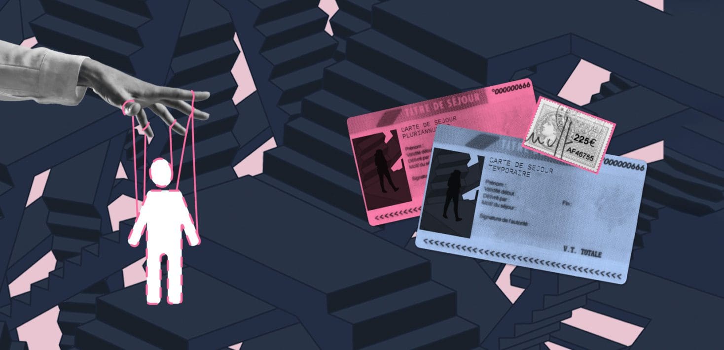 A graphic of two work permit cards in France