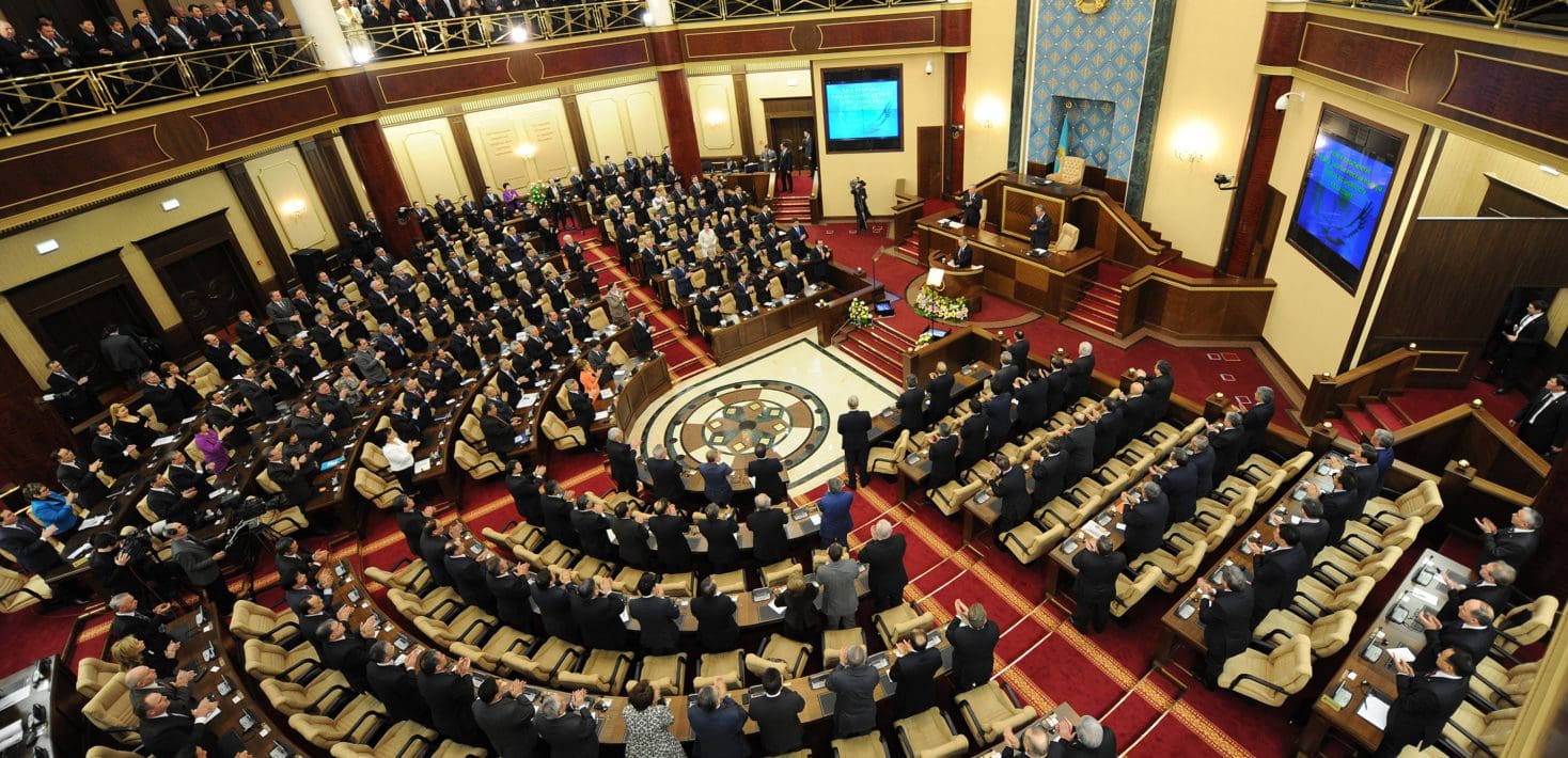 An aerial photograph of Kazakhstan’s lower house of parliament.