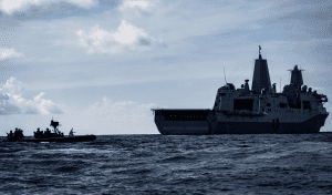 US warships at sea.