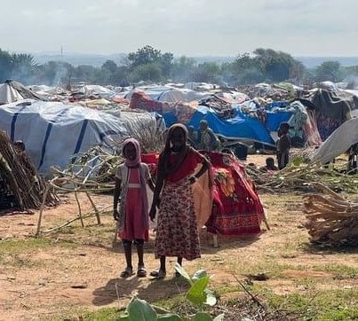 Sudanese Refugees fleeing the conflict in the Darfur region sheltering in Adre
