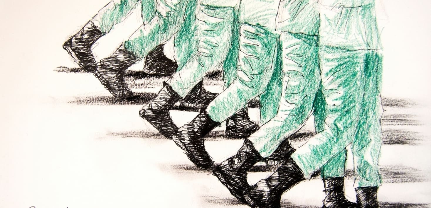 boots and army pants image walking