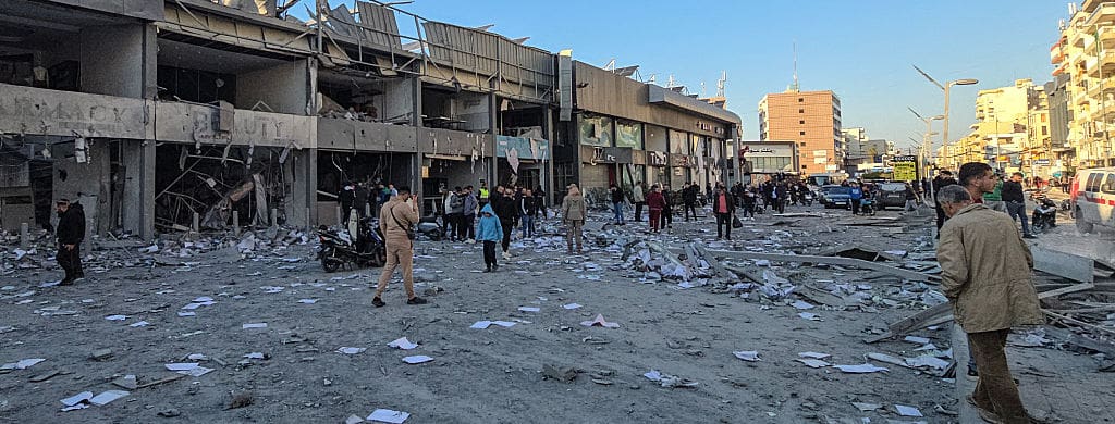 Lebanese city street after a bombing