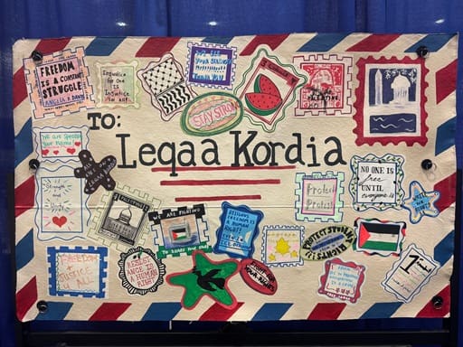 Amnesty activists created this art piece and delivered it to Leqaa’s lawyer’s office (Amnesty International USA)