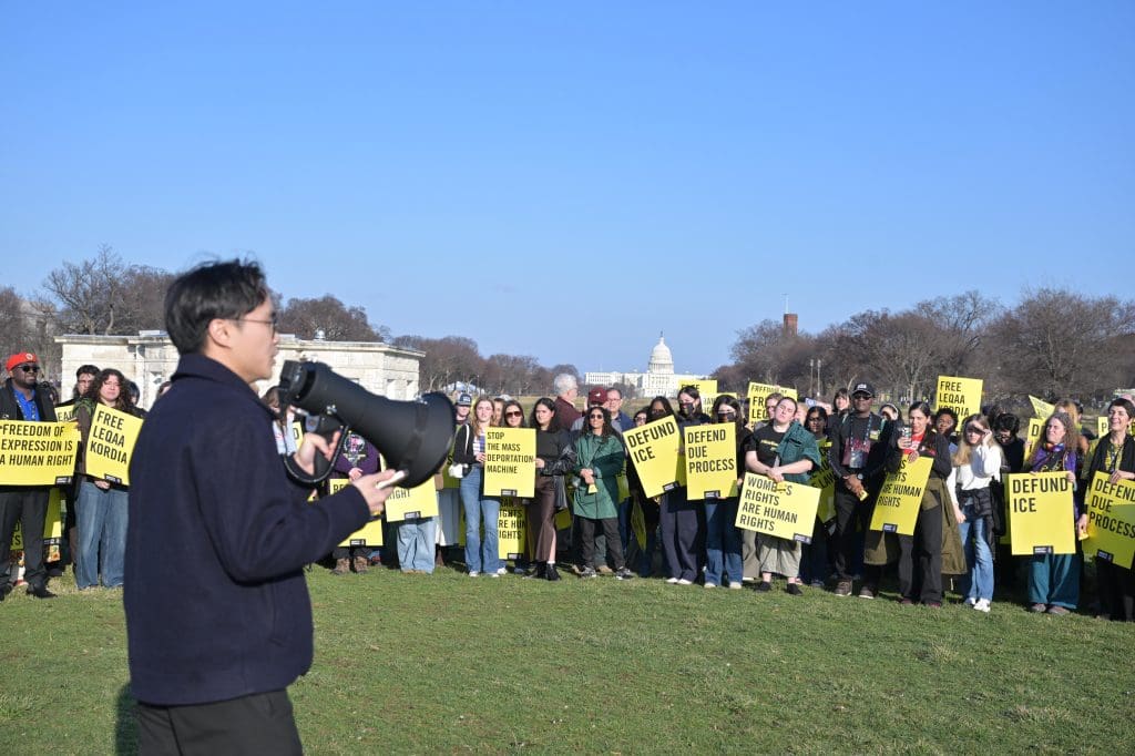 Amnesty International ‘Ringing Alarm Bells for Authoritarian Practices’ on Saturday, March 7th, 2026in Washington. (Joy Asico-Smith/AP Content Services for Amnesty International USA)