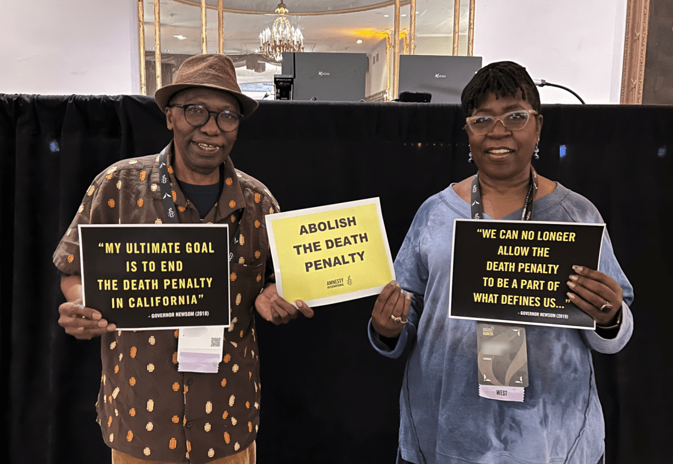 Amnesty members Adebayo Inubile and Stephanye Bolton