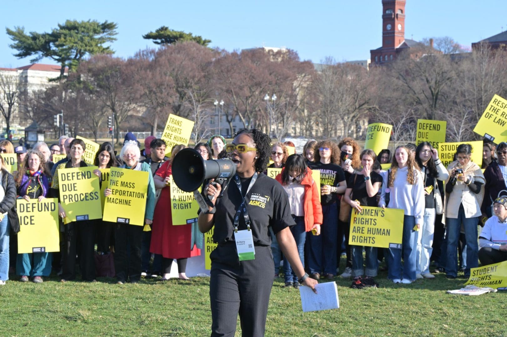 Amnesty International ‘Ringing Alarm Bells for Authoritarian Practices’ on Saturday, March 7th, 2026in Washington. (Joy Asico-Smith/AP Content Services for Amnesty International USA)