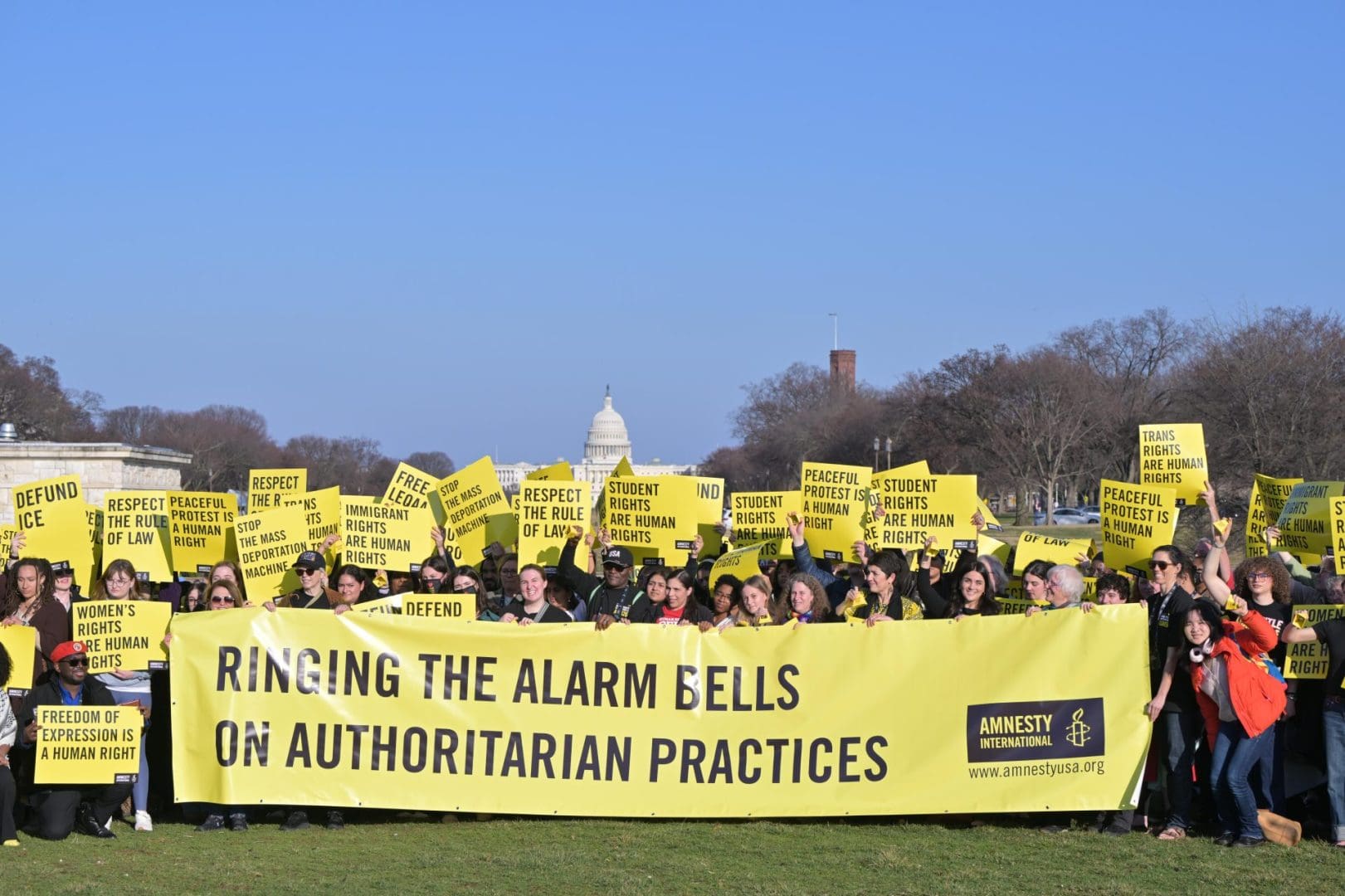 Amnesty International ‘Ringing Alarm Bells for Authoritarian Practices’ on Saturday, March 7th, 2026in Washington. (Joy Asico-Smith/AP Content Services for Amnesty International USA)