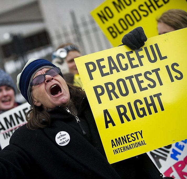 Demonstrators with Amnesty International