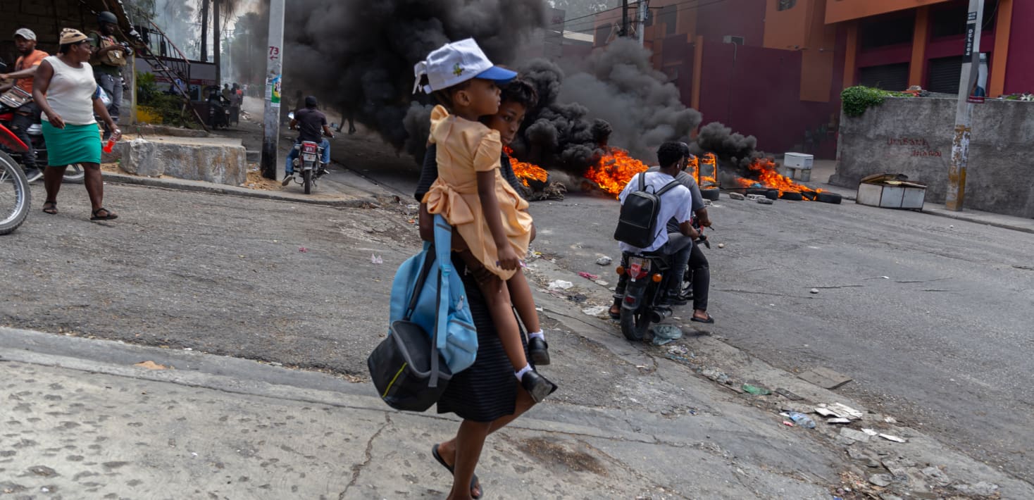 woman walking in Haiti