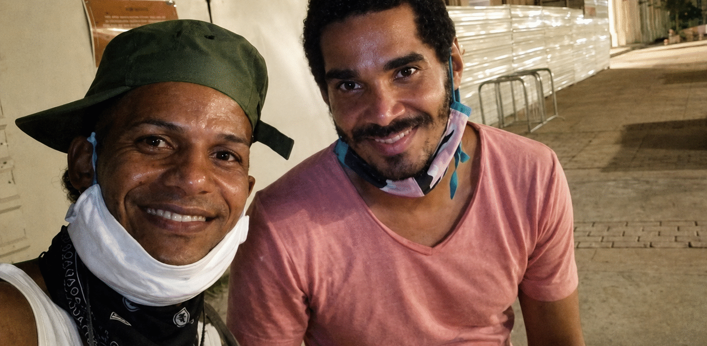 two men smiling