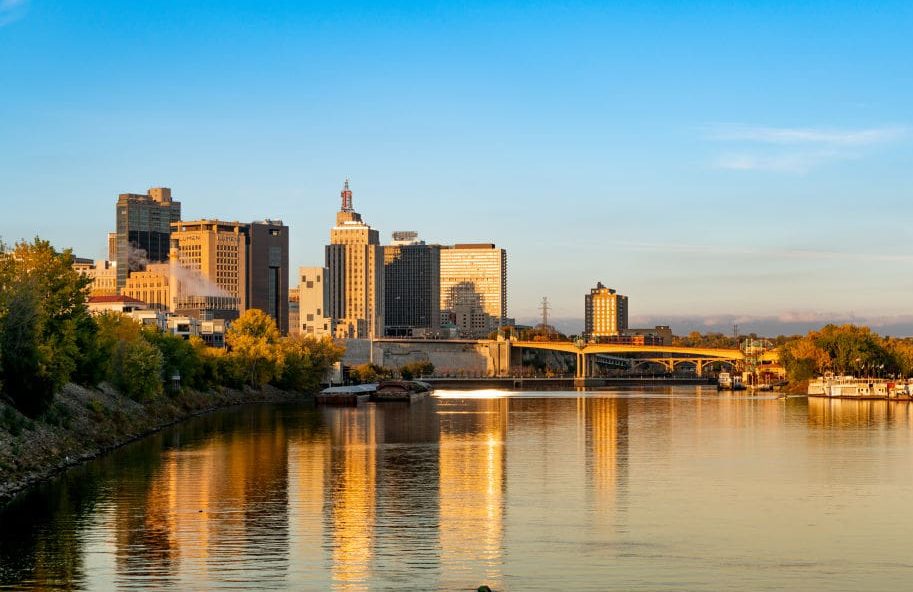 downtown Saint Paul, Minnesota along the Mississippi River