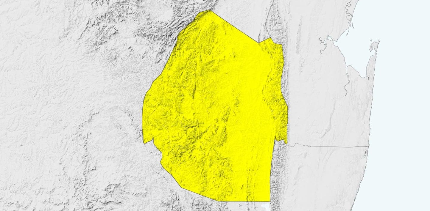 map with Eswatini highlighted in yellow