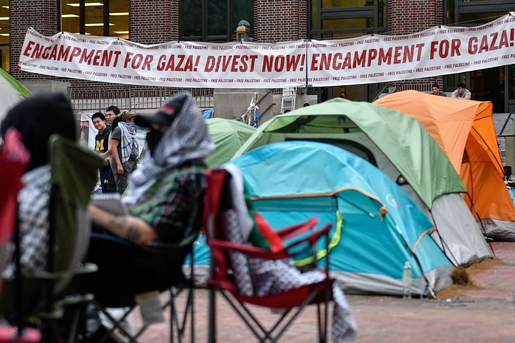 Tents on a college campus.