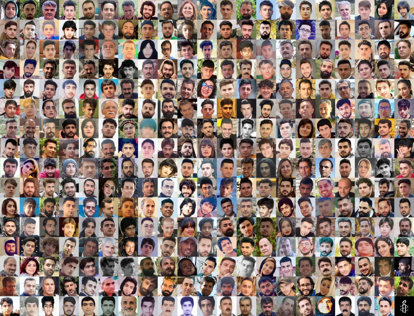 A grid showing faces of people killed in the protests.